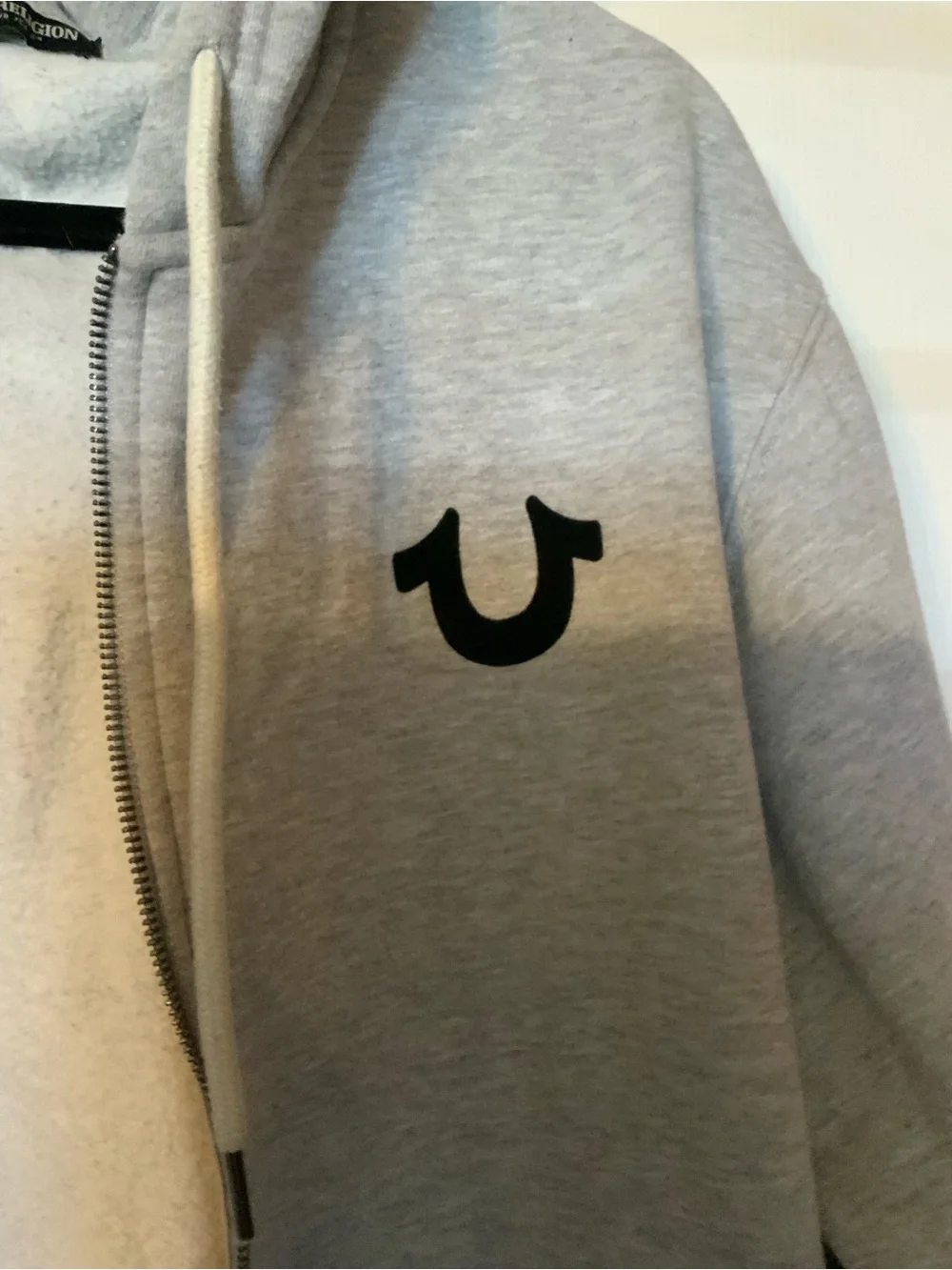 True Religion Gray Hooded Sweatshirt with Label
